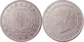 coin Jamaica/2 penny 1887