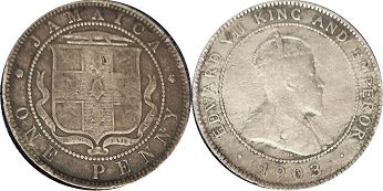 coin Jamaica 1 penny 1903