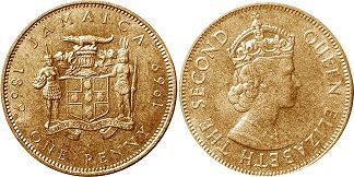 coin Jamaica 1 penny 1969