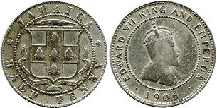 coin Jamaica 1/2 penny 1906