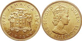 coin Jamaica 1/2 penny 1969