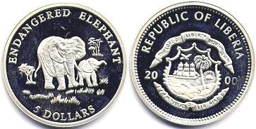 Liberia 5 dollars 2000