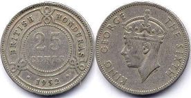 British Honduras 25 cents 1952