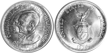 coin Philippines 1 peso 1936