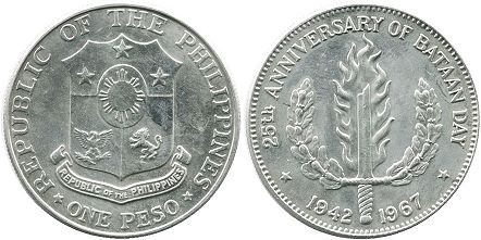 coin Philippines 1 peso 1967