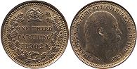 Münze Großbritannien alt
 1/3 farthing 1902