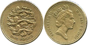Münze Großbritannien one Pfund 1997