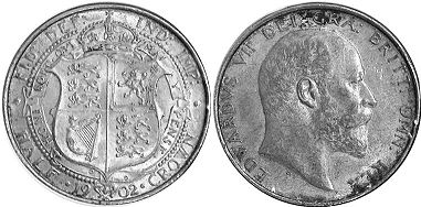 monnaie UK vieille half couronne 1902