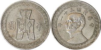 硬幣中國 50 美分 1942