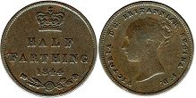 coin UK old 1/2 farthing 1844