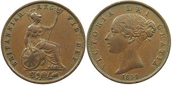 monnaie UK vieille half penny 1854
