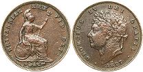 monnaie Grande Bretagne 1/3 farthing 1827