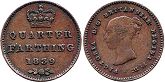 monnaie UK vieille 1/4 farthing 1839