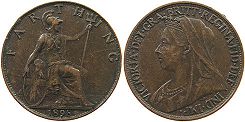 coin UK old farthing 1898