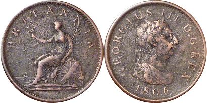 Münze Großbritannien 1 penny 1806