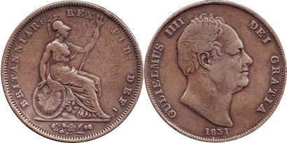 coin UK old penny 1831