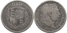 monnaie UK vieille 1 shilling 1816