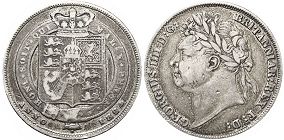 monnaie UK vieille 1 shilling 1824
