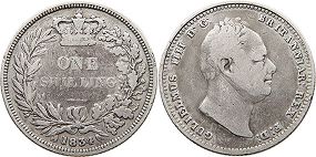 coin Great Britain 1 shilling 1834