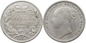 monnaie UK vieille shilling 1881