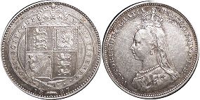 coin UK old shilling 1887
