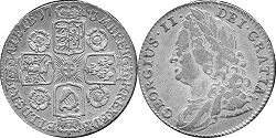 Münze Großbritannien alt
 1 Schilling
 1743