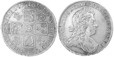 monnaie UK vieille 1 couronne 1716