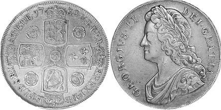 Münze Großbritannien alt
 1 Krone
 1739