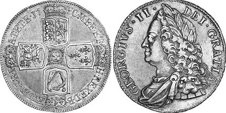 monnaie UK vieille 1 couronne 1750