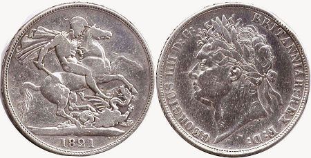 monnaie UK vieille couronne 1821