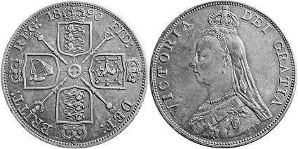 Münze Großbritannien Double florin 1890