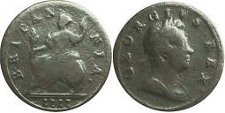monnaie UK vieille 1 farthing 1717