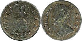 monnaie UK vieille 1 farthing 1744