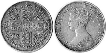 Münze Großbritannien alt
 florin 1853
