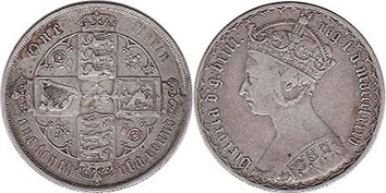 Münze Großbritannien alt
 florin 1885