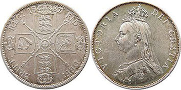 Münze Großbritannien alt
 florin 1887