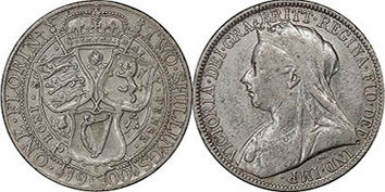 Münze Großbritannien alt
 florin 1900