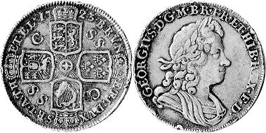 monnaie UK vieille 1/2 couronne 1723