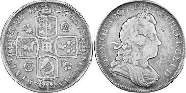 Münze Großbritannien alt
 1/2 Krone
 1726