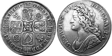 monnaie UK vieille 1/2 couronne 1732