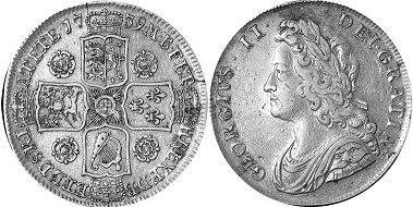 monnaie UK vieille 1/2 couronne 1739