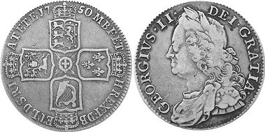 Münze Großbritannien alt
 1/2 Krone
 1750