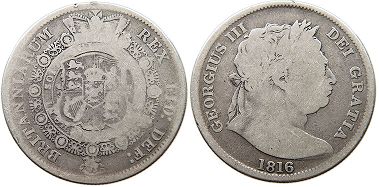 monnaie UK vieille half couronne 1816