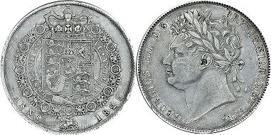 monnaie UK vieille 1/2 couronne 1823