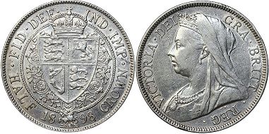 monnaie Grande Bretagne 1/2 couronne 1898