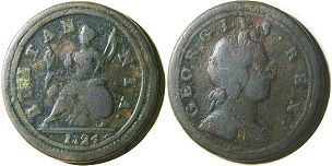 monnaie UK vieille half penny 1724