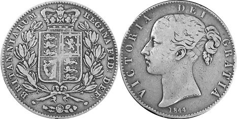 monnaie Grande Bretagne couronne 1844