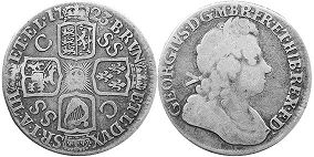 monnaie UK vieille 1 shilling 1723