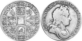 Münze Großbritannien alt
 1 Schilling
 1725