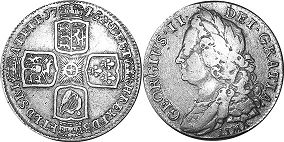 Münze Großbritannien alt
 1 Schilling
 1745